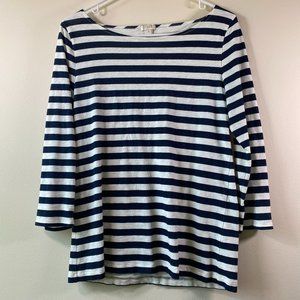 J. Crew Women's Nautical Striped Three-Quarter Sleeve Shirt, Size Small